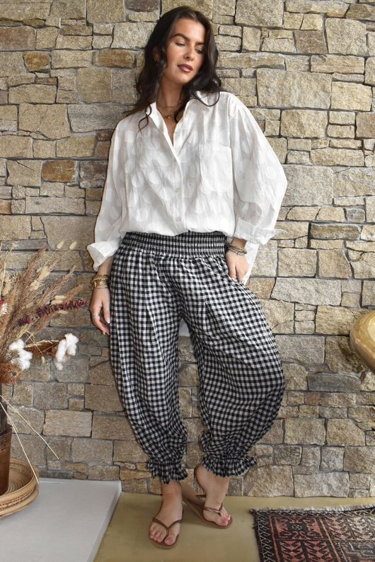 Nonni Gingham Bloomer Pant Black